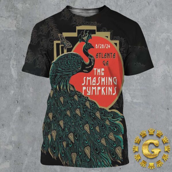 The Smashing Pumpkins Tonight Poster In Atlanta GA On August 28 2024 The Peacock Artwork All Over Print Shirt