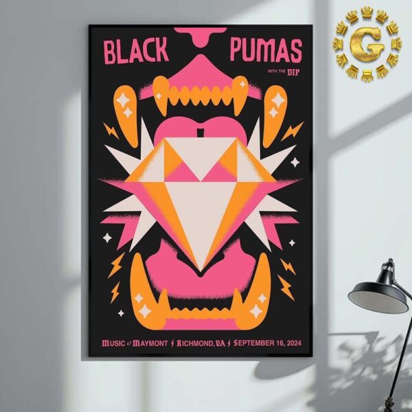 Black Pumas With The Dip Tonight Poster Music At Maymont In Richmond VA On September 16 2024 The Diamond Artwork Home Decor Poster Canvas