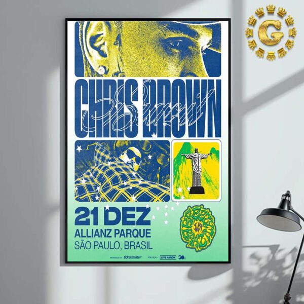 Chris Brown Official Poster At Allianz Parque In Sao Paulo Brasil On December 21 Home Decor Poster Canvas