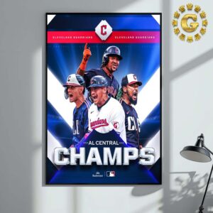 Cleveland Guardians Official Poster 2024 Al Central Champions Fifth Time Since 2016, The American League Central MLB Home Decor Poster Canvas