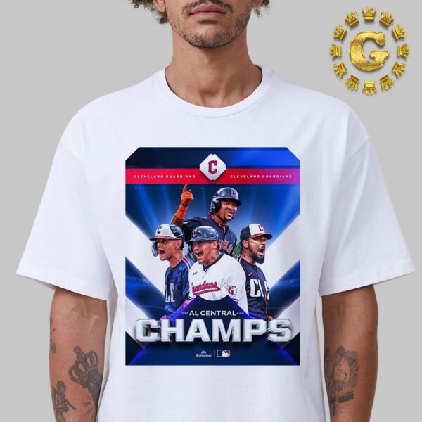 Cleveland Guardians Official Poster 2024 Al Central Champions Fifth Time Since 2016, The American League Central MLB Unisex T-Shirt