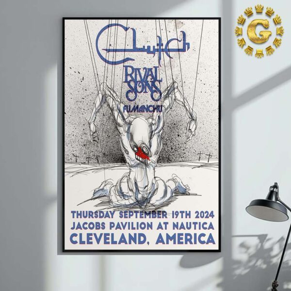 Clutch Tonight Poster Rival Song Fumanchu At Jacobs Pavilion Nautica In Cleveland America On September 19th 2024 Home Decor Poster Canvas