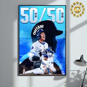 Congrats Shohei Ohtani Is The Founder Of The 50 50 Club With 50 HR And 50 SB In On Season Home Decor Poster Canvas