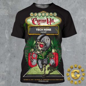 Cypress Hill With Tech N9ne Official Poster At Downtown Las Vegas Event Center In Las Vegas NV On October 26 2024 The Skeleton Rugby Player Artwork All Over Print Shirt