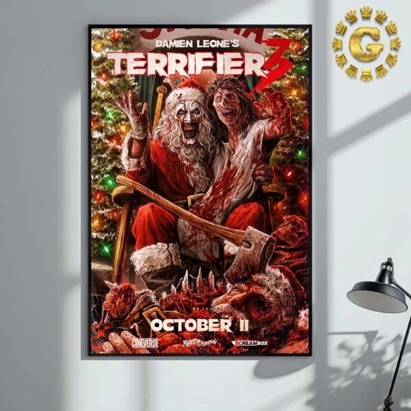 Damien Leones Terrifier 3 In Theaters On October 11 2024 Home Decor Poster Canvas