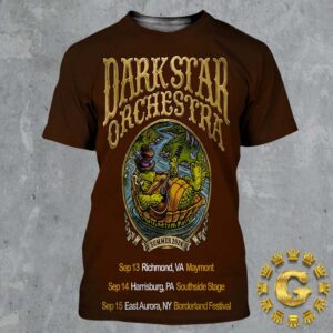 Dark Star Orchestra Event Poster Tour Dates List Start In Richmond VA At Maymont On September 13 14 And 15 2024 The Turtle Playing Guitar Artwork All Over Print Shirt