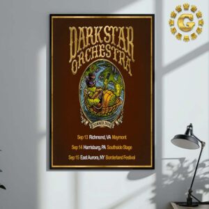 Dark Star Orchestra Event Poster Tour Dates List Start In Richmond VA At Maymont On September 13 14 And 15 2024 The Turtle Playing Guitar Artwork Home Decor Poster Canvas