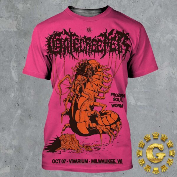 Gatecreeper With Frozen Soul And Worm Official Poster At Vivarium In Milwaukee WI On October 7 2024 The Centipede Artwork All Over Print Shirt