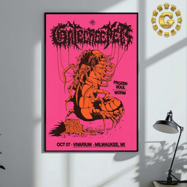 Gatecreeper With Frozen Soul And Worm Official Poster At Vivarium In Milwaukee WI On October 7 2024 The Centipede Artwork Home Decor Poster Canvas