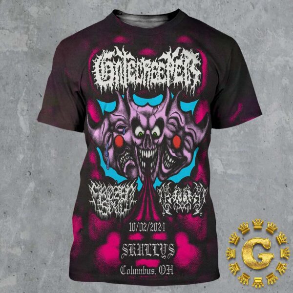 Gatecreeper With Frozen Soul And Worm Official Poster On October 2 2024 At Skullys In Columbus OH All Over Print Shirt