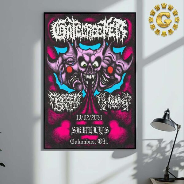 Gatecreeper With Frozen Soul And Worm Official Poster On October 2 2024 At Skullys In Columbus OH Wall Decor Poster Canvas