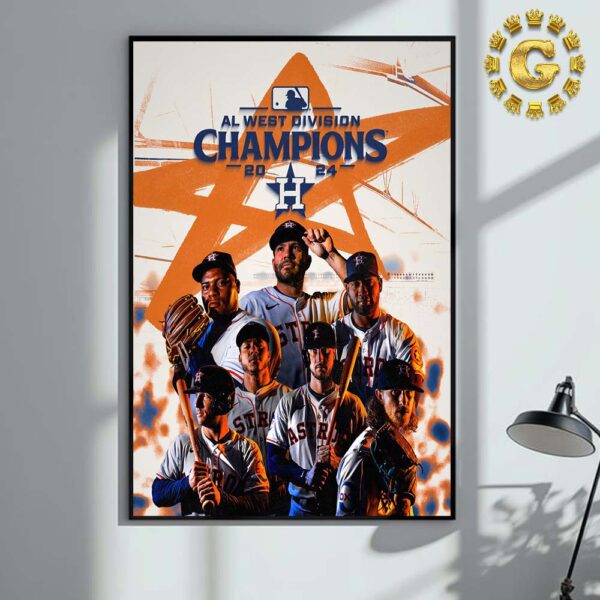 Houston Astros Official Poster MLB The 2024 American League West Champions Wall Decor Poster Canvas