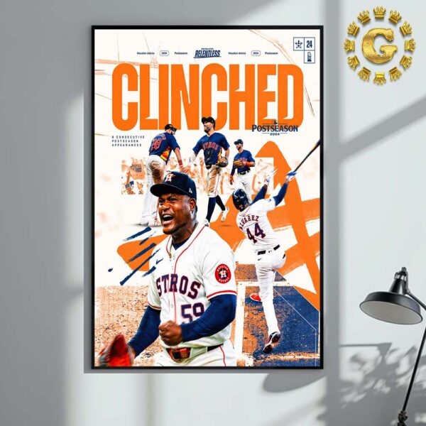 Houston Astros Postseason 2024 MLB Clindched Home Decor Poster Canvas