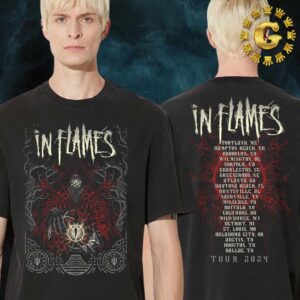 In Flames Official Tee Featuring Tour 2024 Jester Art On Front And Tour 2024 Cities On Back Unisex T-Shirt