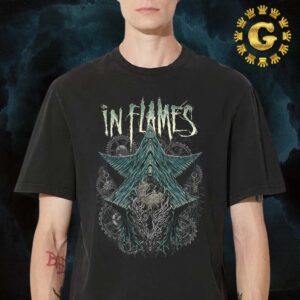 In Flames Official Tee Tour 2024 Featuring Clock Gear Artwork On Front The Wheels Turn Unisex T-Shirt