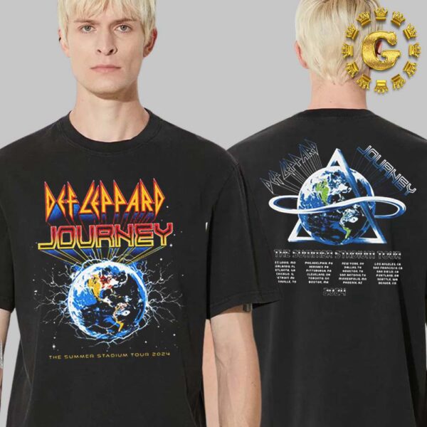 Def Leppard And Journey Official Event Tee The Summer Stadium Tour 2024 Dates List The Earth Artwork Two Side Unisex T-Shirt