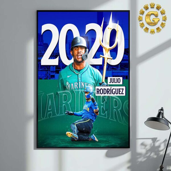 Julio Rodriguez From Seattle Mariners Reached 20 HR And 20 SB MLB Home Decor Poster Canvas