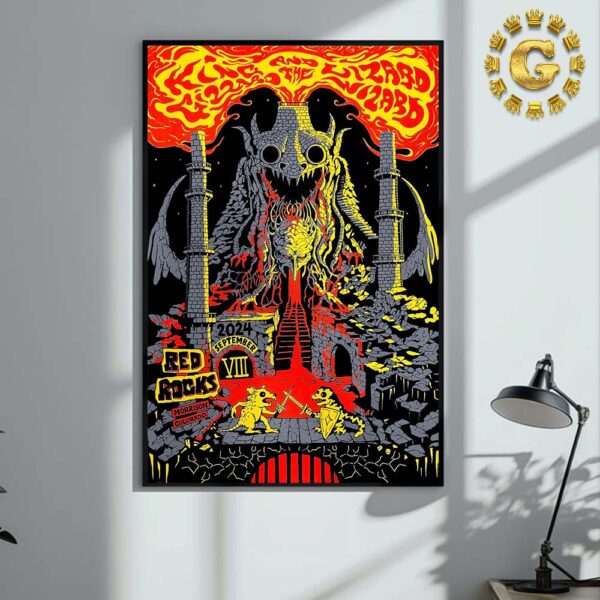 King Gizzard And The Lizard Wizard Tonight Poster At Red Rock In Morrison Colorado On September 8th 2024 Home Decor Poster Canvas