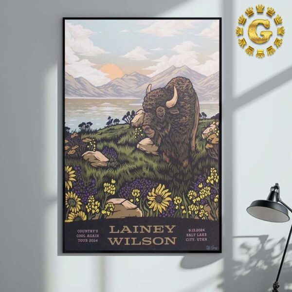 Lainey Wilson Country Cool Again Tour 2024 Poster At Salt Lake City In UTAH On September 13th 2024 Home Decor Poster Canvas