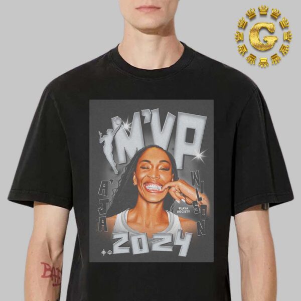 Las Vegas Aces Aja Wilson Playa Society Black 2024 WNBA MVP Unisex T-Shirt