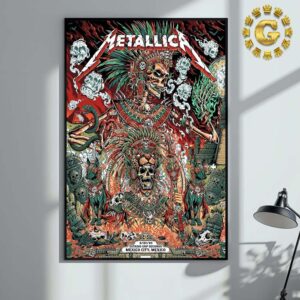 Metallica M72 CDMX Mexico City Night 3 Poster For Estadio GNP Seguros On September 27 2024 Met On Tour Aztec Warrior Artwork By Juan Ma Orozco Home Decor Poster Canvas