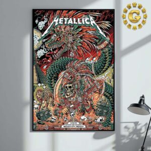 Metallica M72 CDMX Mexico City Night 4 Poster For Estadio GNP Seguros On September 29 2024 Met On Tour Aztec Warrior The Dragon Artwork Home Decor Poster Canvas