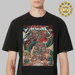 Metallica M72 CDMX Mexico City Night 4 Poster For Estadio GNP Seguros On September 29 2024 Met On Tour Aztec Warrior The Dragon Artwork Unisex T-Shirt