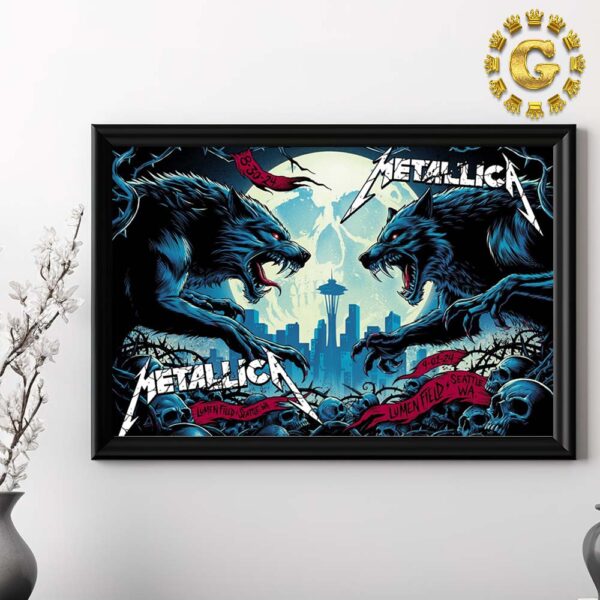 Metallica M72 Seattle Full Show Combined Poster In WA US At Lumen Field August 30 And September 1 2024 The Two Wolf Artwork Home Decor Poster Canvas