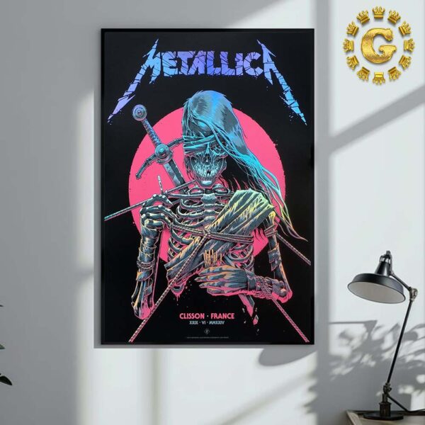 Metallica Merch Limited Poster At Clisson In France On June 24 2024 Home Decor Poster Canvas