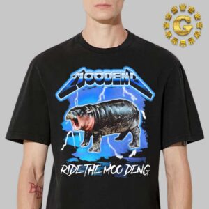 Moo Deng Ride The Moo Deng Metallica Ride The Lightning Funny Parody Unisex T-Shirt