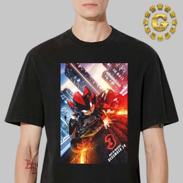 New Promotional Poster For Sonic The Hedgehog 3 Featuring Shadow Has Been Released In Theaters On December 20th 2024 Unisex T-Shirt