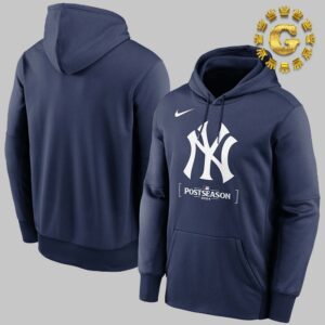 New York Yankees Nike Navy 2024 MLB Postseason Authentic Collection Therma Pullover Hoodie Unisex T-Shirt