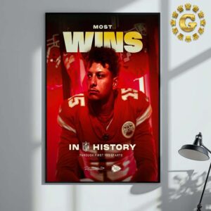 Patrick Mahomes From Kansas City Chiefs Most Wins In NFL History Though First 100 Starts Home Decor Poster Canvas