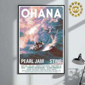 Pearl Jam And Sting Event Poster Ohana Festival At Doheny State Beach In Dana Point CA On September 27th And 29th 2024 The Surfing Artwork Home Decor Poster Canvas