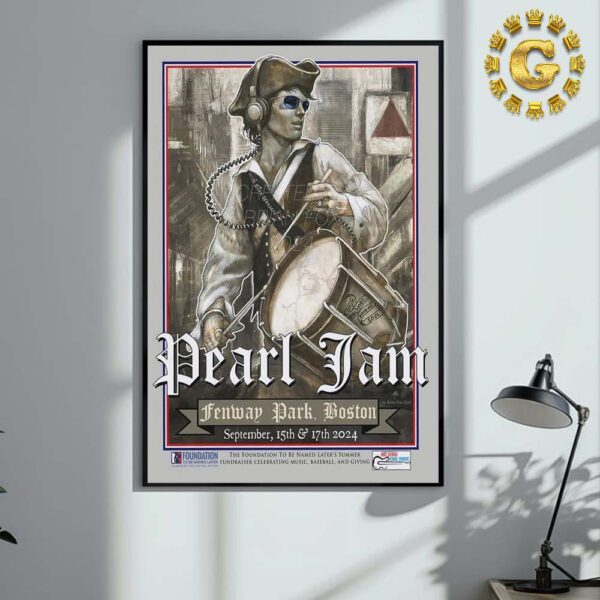 Pearl Jam Dark Matter World Tour Event Poster For Theo Epstein And Foundation To Be Named Later Event VIP Fundraiser At Fenway Park Boston On September 15 and 17 2024 Home Decor Poster Canvas