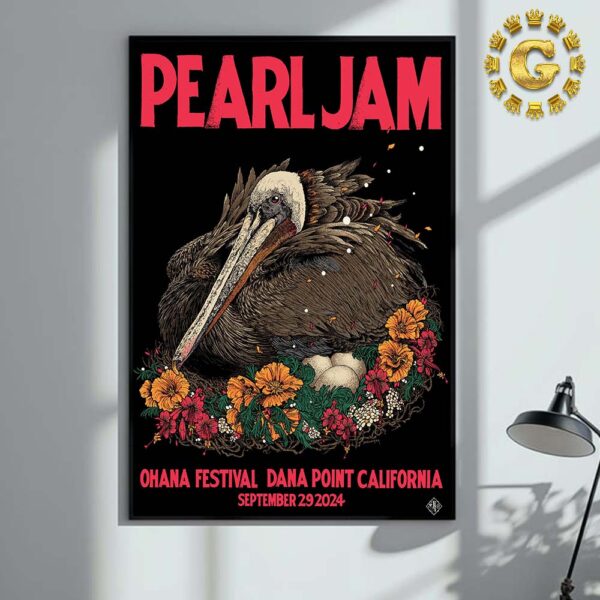 Pearl Jam Event Poster At Ohana Festival In Dana Point California On September 29 2024 The Migratory Birds Artwork Home Decor Poster Canvas