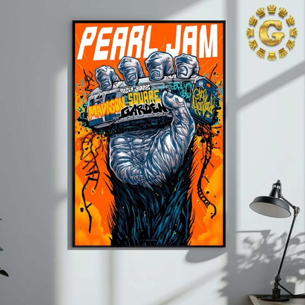 Pearl Jam With Glen Hanbanrd Tonight Poster Night 2 At Madison Square Garden In New York City On September 4 2024 The King Kong Hand Artwork Home Decor Poster Canvas