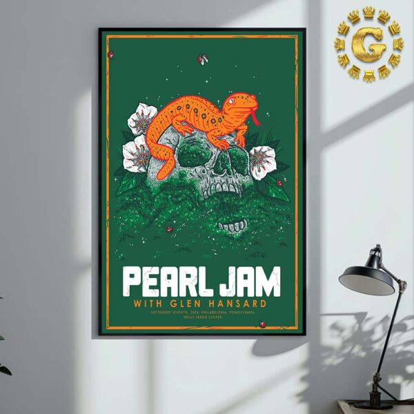 Pearl Jam With Glen Hansard Event Poster In Philadelphia At Pennsylvania Wells Fargo Center On September 7th 2024 The Gecko Artwork Home Decor Poster Canvas