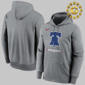 Philadelphia Phillies Nike Heather Charcoal 2024 MLB Postseason Authentic Collection Therma Pullover Hoodie Unisex T-Shirt