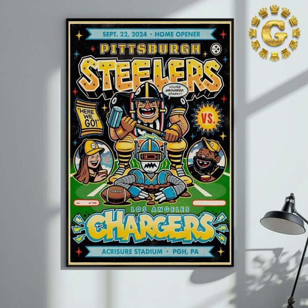 Pittsburgh Steelers VS Los Angeles Chargers Poster Home Opener At Acricure Stadium In PGH PA On September 22nd 2024 Home Decor Poster Canvas