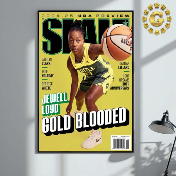 SLAM 252 Cover Jewell Loyd Magazine Gold Blooded 2024 25 NBA Preview Home Decor Poster Canvas