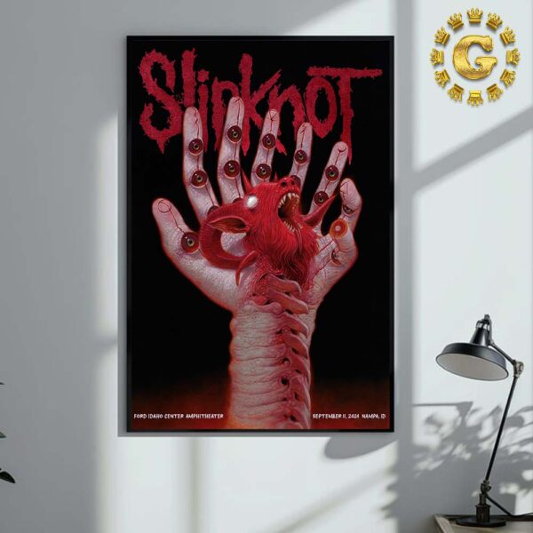 Slipknot Merch Poster 2024 Tour At Ford Idaho Amphitheatre In Nampa ID On September 11th 2024 Home Decor Poster Canvas