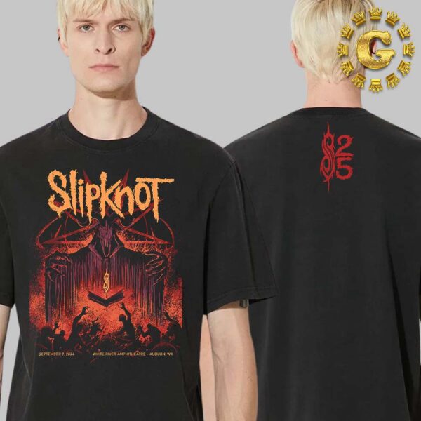 Slipknot Merch Poster In Auburn WA At Whie River Amphitheatre On September 7 2024 25th Anniversary 2024 Tour Two Side Unisex T-Shirt