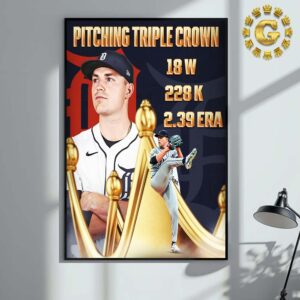 Tarik Skubal From Detroit Tigers Has Won The American League Pitching Triple Crown MLB Home Dcor Poster Canvas