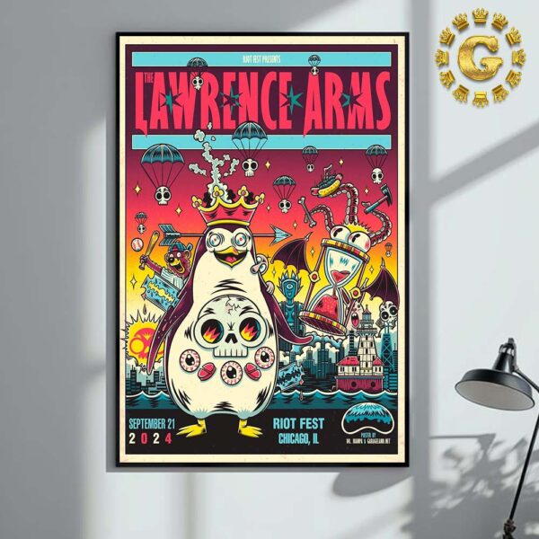 The Lawrence Arms Limited Edition Riot Fest Presents Poster At Riot Fest In Chicago IL On September 21th 2024 The Penguin Artwork Home Decor Poster Canvas