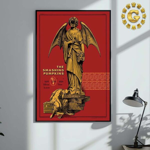 The Smashing Pumpkins Tonight Poster At Tarrant County In Arlington TX On September 11th 2024 Home Decor Poster Canvas