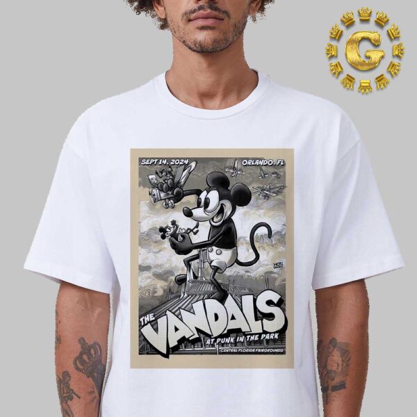 The Vandals Official Poster At Punk In The Park In Center Florida Fairgrounds Orlando FL On September 14 2024 The Mickey Mouse Artwork Unisex T-Shirt