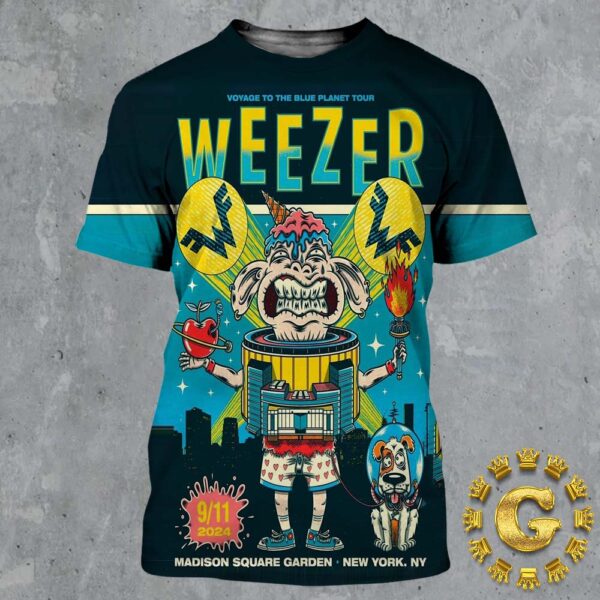 Weezer Band Voyage To The Blue Planet Tour Tonight Poster At Madison Square Garden In New York NY On September 11 2024 All Over Print Shirt