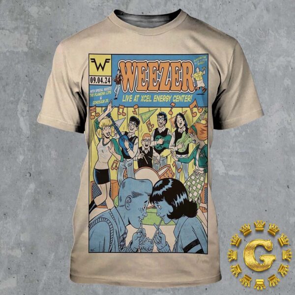 Weezer Band With Special Guests Tonight Poster At Xcel Energy Center In Saint Paul Minnesota On September 4 2024 All Over Print Shirt