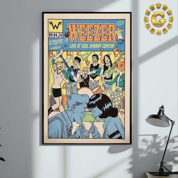 Weezer Band With Special Guests Tonight Poster At Xcel Energy Center In Saint Paul Minnesota On September 4 2024 Home Decor Poster Canvas